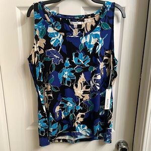 Chico's Vibrant Floral Top in Blue, Black, Turquoise